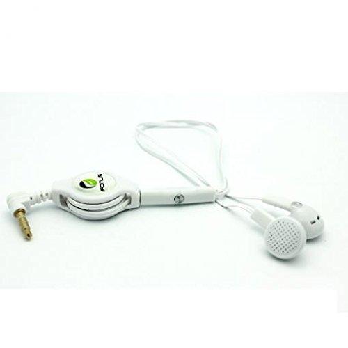 Retractable Headset Handsfree Mic Dual Earbuds Earphones Wired Headphones 3.5mm [White] for T-Mobile iPhone SE - T-Mobile BlackBerry Classic - T-Mobile BlackBerry Priv - T-Mobile BlackBerry Q10