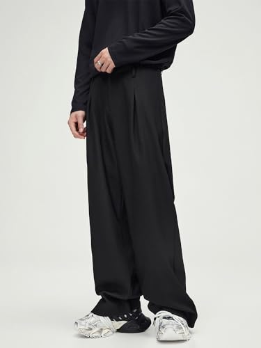 Men's Pleated Drop Dress Pants Straight Wide Leg Casual Trousers Pants for Men3