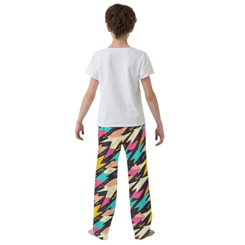 Boys' Pants Colorful Lightning Bolt Brush Long Bottoms Jogger Pants Elastic Waist Trousers with Pockets S-XL3