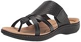 Clarks Laurieann Edge Flat Sandal, Black Leather, 9 Medium