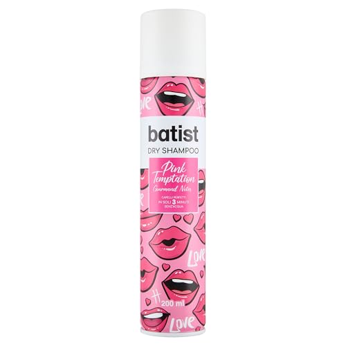 Batist Trockenshampoo Pink Temptation Trockenshampoo mit Vanilleduft, duftendes Trockenshampoo für Frisuren und Styling, für alle Haartypen, 200 ml, fabricado en Italia