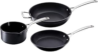 Le Creuset Toughened Non-Stick Cookware Set-3 Pieces, 16, 24, 26 cm, Aluminium, Black