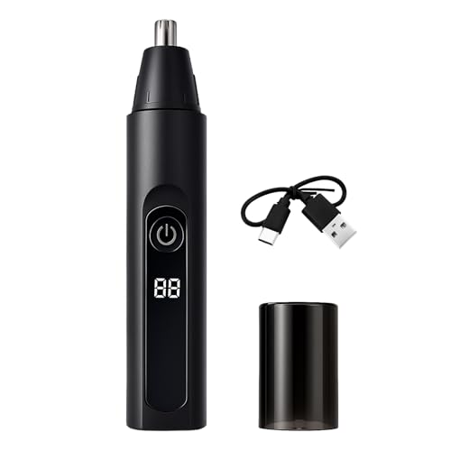 Rechargeable Nose Hair Trimmer for Men and Women, Painless USB Ear and Nose Hair Trimmer Clipper, Facial Hair Removal Dual Edge Blades IPX7 Waterproof with LED Light for Man Woman Easy to Cleaning