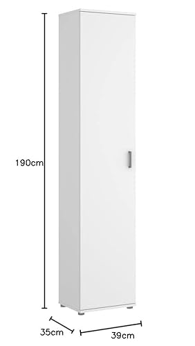 Miniatura 9 de Dekit Grupo Rimobel Armario Multiusos 1 Puerta, Madera De Ingeniería, Blanco, 39x190x35cm