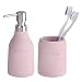 Wenko Set Accessoires Salle de Bain, gobelet Brosse à dent, Distributeur Savon Liquide, The Collection, Rose