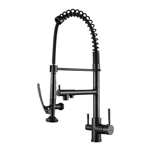 Robinet filtre à eau 3 en 1 mitigeur cuisine multifonctionnel noir pour évier