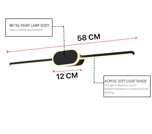 Image of Groeien LED 18 watt 3 Color Linear Black Body Acrylic Picture Photo Frame /Mirror Bathroom Wall Light(Warm+Natural+Coolwhite)