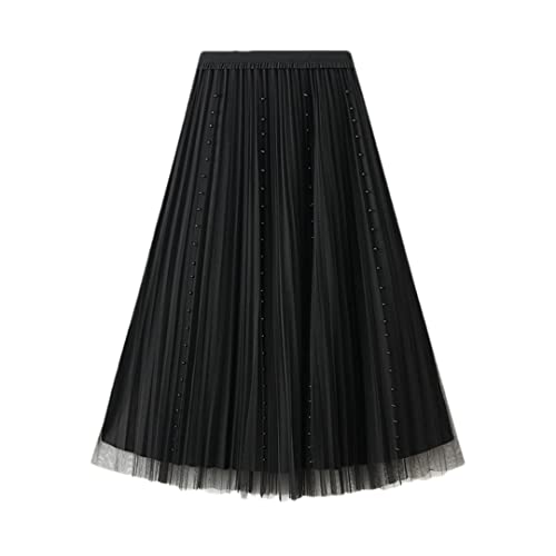 Jupe plissée en tulle noir vêtement femme mode polyvalente taille unique