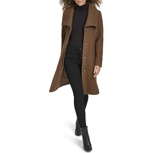 Kenneth Cole Women's Pressed Boucle Wool Coat with Oversized Wing Collar2