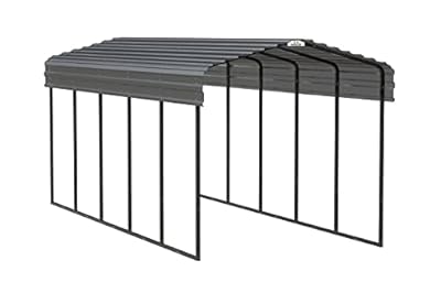 Arrow Carports Galvanized Steel Carport, Compact Car Metal Carport Kit, 10' x 24' x 9', Charcoal