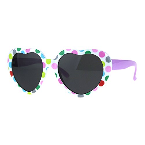 Girls Child Size Heart Shape Cute Plastic Fashion Sunglasses Polka Dot Purple #TOP11