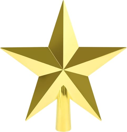 SULOLI 20cm Estrella para Àrbol de Navidad，Estrella Brillante Oro，Adornos de Estrella para Interiores y Exteriores，Estrella para Àrbol de Navideña para Decoración，Fiestas（Dorado