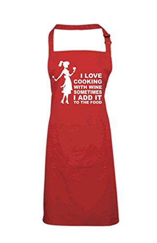Tablier I Love Cooking with Wine : idée cadeau humour pour passionné de cuisine