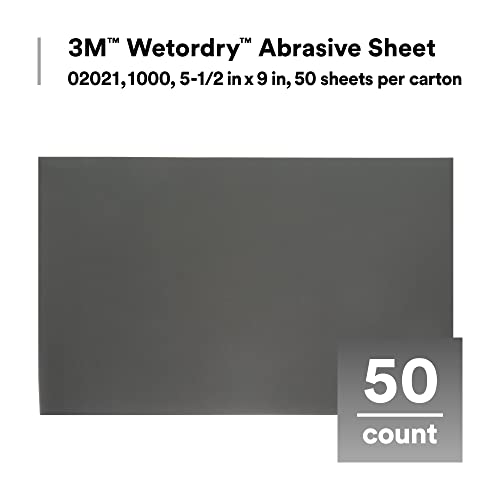 3M Wetordry Abrasive Sheet 401Q, 02023, 1500+ Grit, 5 1/2 in x 9 in, 50 Sheets, Fast Cutting, Auto Body Sanding, Paint Finishing - Thumbnail 3