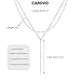 CAROVO Silver Necklace for Women Dainty Long Necklace 14K Silver Lariat Y-Shaped Pendant Necklaces Trendy Layered Lip Chain Drop Necklaces Jewelry for Women Gifts