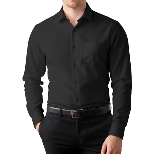XPIZH Men's Long Sleeve Stretch Dress Shirt Black
