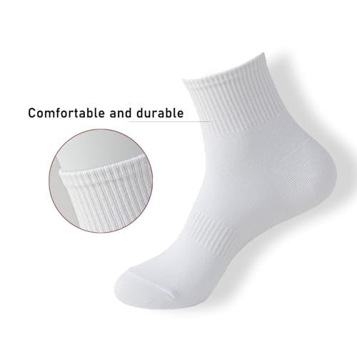 Image of WoWhite Ankle Socks for Woman Cotton Crew Socks Athletic Running 5 Pairs(white*3 & black*2,9-11)