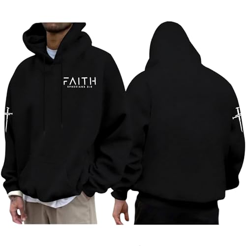 Christian Hoodies for Men Faith Cross Sweatshirts Jesus Hoodie Bible Religious Pullover Christian Gifts for Men