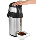 Airpot Coffee Dispenser with Pump/Stainless Steel Thermal Coffee Carafe - Three Liter (102 oz.) Hot Beverage Dispenser with On/Off Pump Switch - Vacuum Insulated for the Ultimate Heat Retention