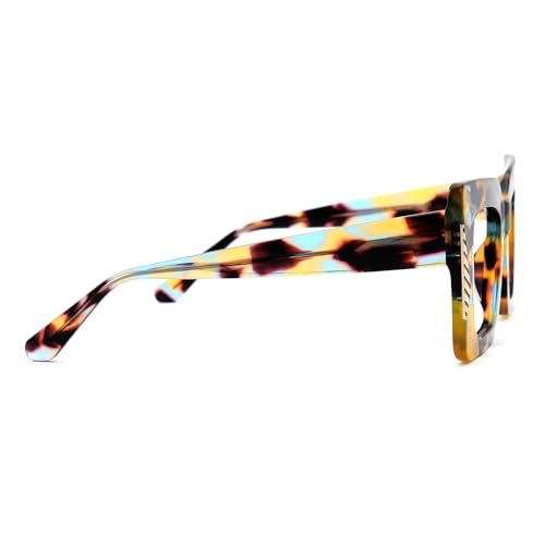 Zeelool Stylish Oversized Square Eyeglasses Frame with Non-prescription Clear Lens for Women ZJGA346510-02 Tortoise