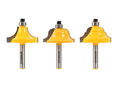 YONICO Router Bits Set Edge Forming 3 Bit 9/16-Inch 1/4-Inch Shank 13322q