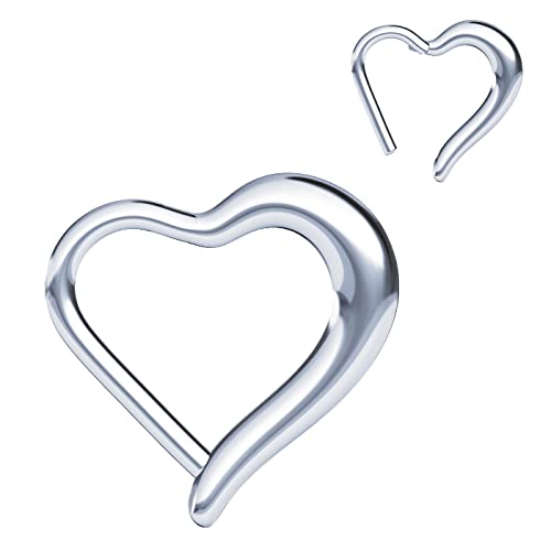 NewkeepsR 316L 1.2mm Acero quirúrgico Clikcer con bisagras Corazón Daith Helix Rook Piercing Ring Cover