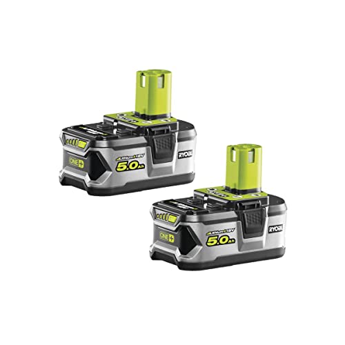 Ryobi 18 V ONE+ Elektrowerkzeug-Akku-Set mit 2 x 5,0 Ah Lithium+ Akkus RB18LL50F12 | Werkzeugakkus mit Überlastschutz und Akku-Ladestandsanzeige | 5133003370