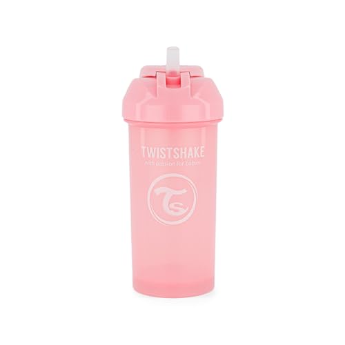 TWISTSHAKE Straw Cup Vaso de Aprendizaje para Beber con Antiderrame Boquilla con Silicona Pajita 360 ml, Taza de Entrenamiento para Sorber para Bebé, Sin BPA, 6 + Meses, Rosa Pastel