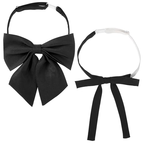 DOPENSPI 2 pajarita negra para mujer, corbata de lazo ajustable, lazo preatado para uniformes, camisas, uniformes, juego de rol