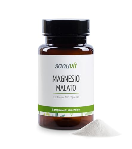 Sanuvit® - Malato de magnesio | 180 cápsulas | Alta biodisponibilidad | Cubre al 100% el requerimiento diario de magnesio | Vegano