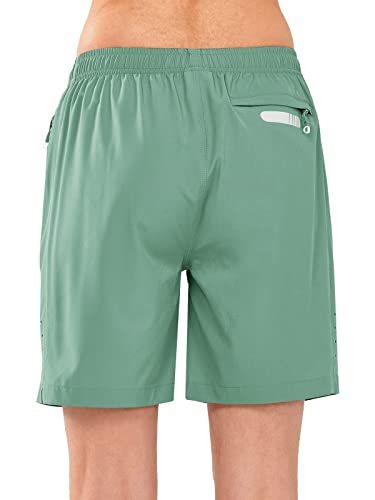 Northyard Women's Athletic Hiking Shorts Quick Dry Active Running Lightweight Shorts For Gym Workout With 3 Zipper Pockets Jasminegreen S #TOP2