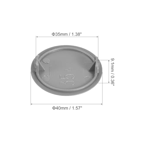 Image of uxcell 60Pcs Hinge Hole Covers, 35mm(1 3 /8 inch) Dia Plastic Concealed Hole Cover Round Flush Type Caps for Furniture Cabinet Cupboard, Grey