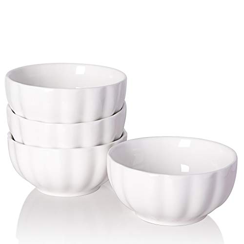 Sweejar Porcelain-Fluted-Bowls-26OZ-Cereal Soup Set of 4