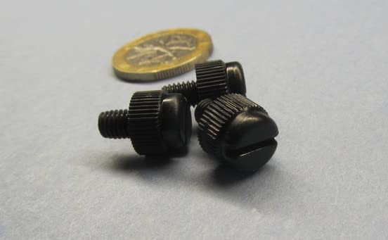 Nylon Knurled Slotted Head Thumb Screws Black 10-32 x .250
