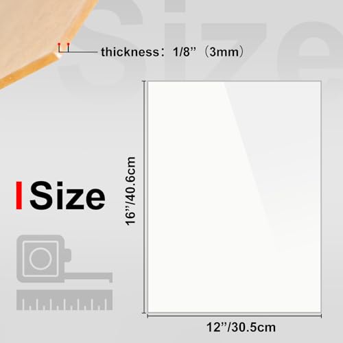 Image of KINLINK 12x16 Plexiglass Sheets 1 /8 inch Thick - 3mm White Cast Acrylic Sheet, Plastic Board Polycarbonate Sheet for DIY Project, Craft, Table Top, Acrylic Sign and Wedding Invitation 4 Pack