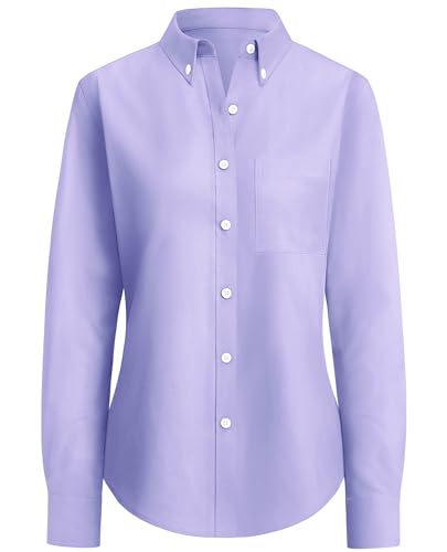 Image of siliteelon Button Down Shirts for Women Oxford Shirt Long Sleeve Classic Wrinkle Free Business Dress Shirts Work Office