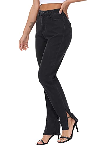 NiceQ Women’s High Waist Skinny Jeans Split Hem Stretch Denim Pants - Image 3