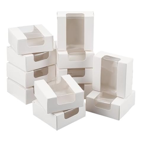 NBEADS 30 Pcs Kraft Gift Boxes with Window Cover