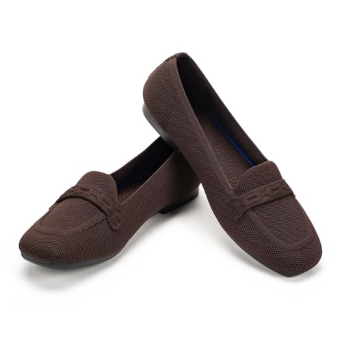 Image of Frank Mully Women's Loafer Flats Square Toe Comfortable Office Work Shoes, Cute Penny Loafer Slip On Walking Driving Shoes