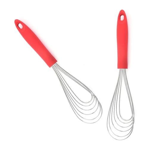 Fouet ergonomique en acier inoxydable avec poignée plate en silicone, batteur à œufs, accessoire de cuisine pratique