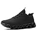 Running Shoes for Women Leather Fashion Sneakers Athletic Tennis Walking Shoes All Black Size 8