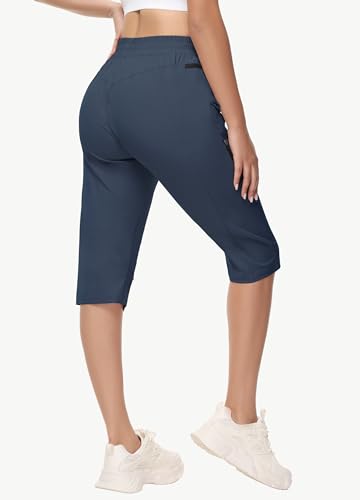 Short feminino longo 38,1 cm abaixo do joelho capri caminhada short secagem rápida leve casual calça