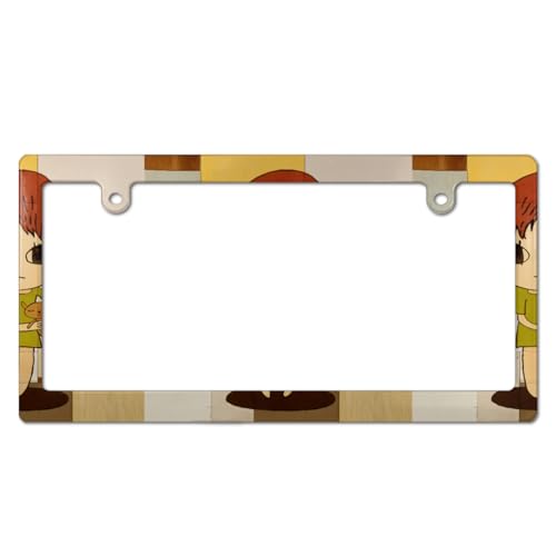 奈良美智 ナンバーフレーム ナンバープレート フレーム 普通車/軽自動車 カーアクセサリー 錆びにくい 掛けやすい 装飾ボーダー 簡単取付