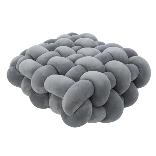 QWWQYDY Cojin Nudos Almohada Simple Color sólido Tejido a Mano sofá Cuadrado Almohada Anudado Cintura Invierno Gran Felpa cojín de Suelo(Lightgray)