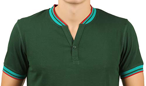 Image of zebu Men's Half Sleeve Cotton Henley Neck Tshirt with bio wash (Pack of 1).