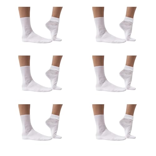 Calcetines sanitarios para mujer de algodón (6 pares) sin elástico, no aprietan, favorecen la circulación, ideales para ancianos y diabéticos, fabricados en Italia, Color blanco., 38-40