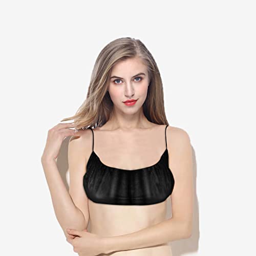 Black Disposable Bras and Panties for Spa, Women Disposable Bikini Thong Underwear, Beauty Disposable Underwear and Thong Set for Massage Spray Tanning, Individually Wrapped, 20 Pack3