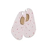 Slipstop Kinder Strandschuhe Anti Rutsch Sport Schuhe Schwimmschuhe Badeschuhe Urlaub Yoga Pool für Mädchens in Rosa mit kleinen Herzen, Gr. 27-29