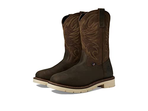 Image of Thorogood American Heritage 11" Square Toe Wellington Leather Work Boots for Men with Slip-Resistant Outsole, Pebble Brown Bottom/Crazy Horse Upper - 11