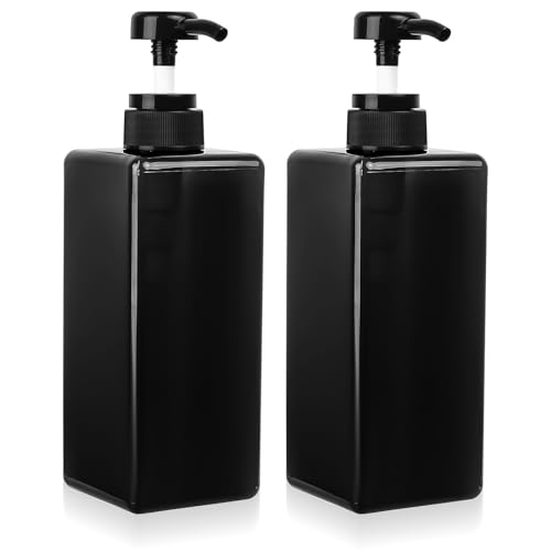 2 Pcs Dispenser Sapone Bagno, 650ML Dispenser Sapone Doccia Flacone a Pompa, Dosatore Sapone Bagno, Dispenser Detersivo Piatti Liquido, Dispenser Shampoo e Bagnoschiuma Plastica Ricaricabili(nero)
